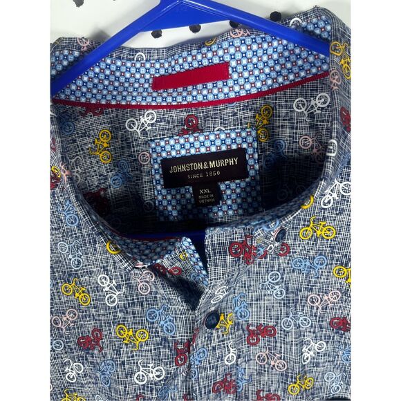 Johnston & Murphy bicycle print button down shirt size XXL - Picture 5 of 5